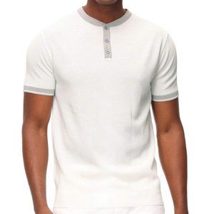 Men's Slim Fit Contrast Henley Neck T-Shirt
